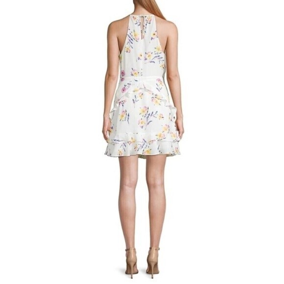 Parker Dress Womens Medium White Floral Mini Dress Tropical Lightweight - Picture 2 of 13